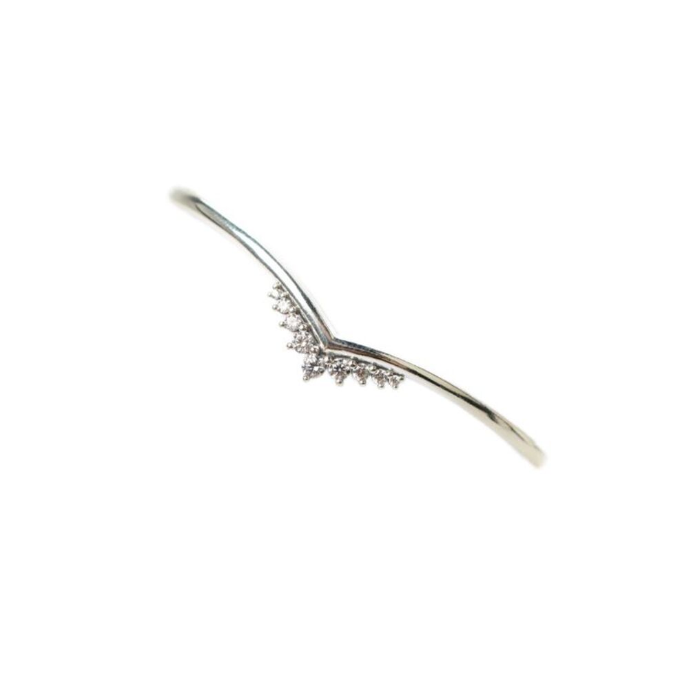 Pandora Womens 925 Silver Cubic Zirconia Tiara Wishbone Bangle Bracelet